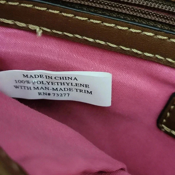 Chaps‎ Pink Brown Woven Faux Leather Multi Pocket Crossbody Bag - Picture 5 of 16